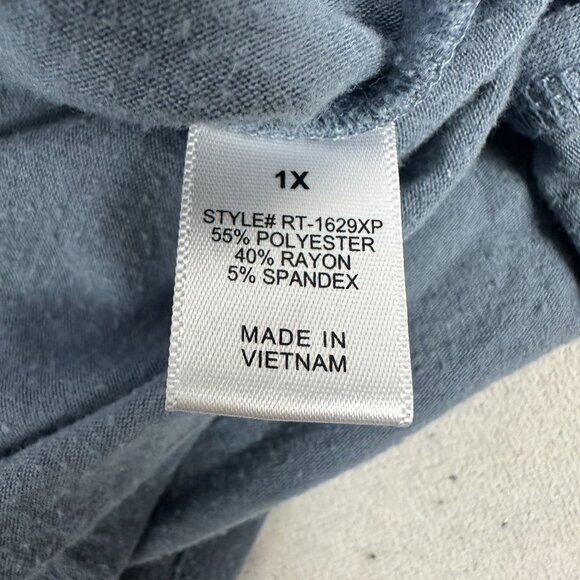 Zenana Premium Womens V-Neck Short Sleeve T-Shirt Size 1X Blue - Picture 4 of 5